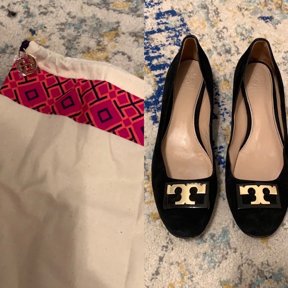 Tory Burch Shoes - Tory Burch Gold T Logo Flats & Large Dust Bag